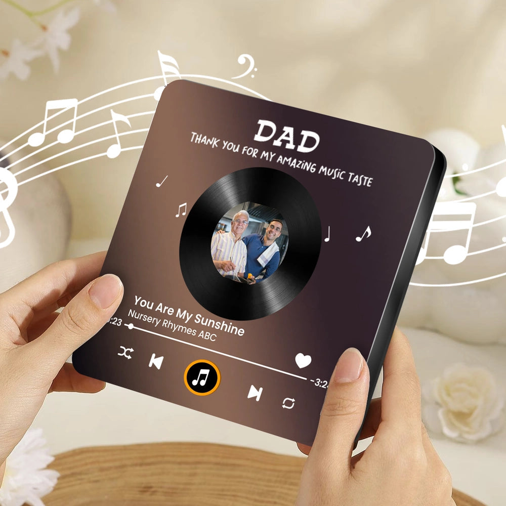 Personalized Music Plaque for Dad - Custom Vinyl Record Photo Gift - Father's Day Fridge Magnet MagicInPrints