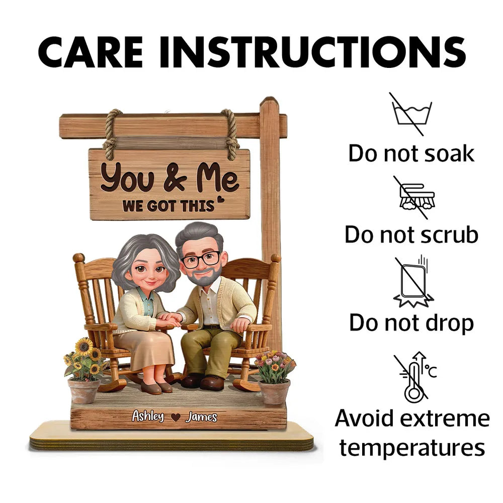 Personalized Wooden Couple Figurine for Seniors - Anniversary Gift Plaque MagicInPrints