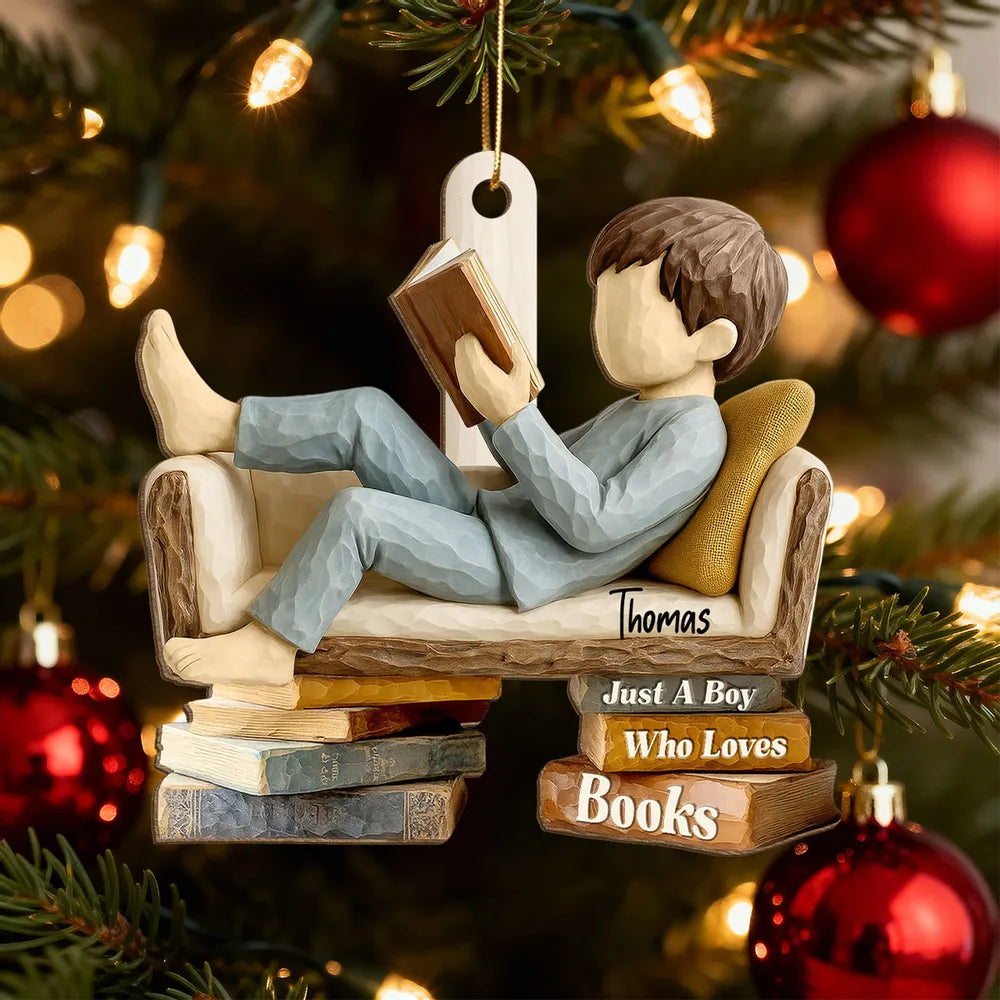 Personalized Girl Reading Figurine Ornament - Book Lover Gift Ornament MagicInPrints