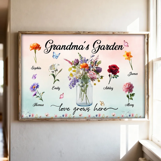 Personalized Floral Canvas Art for Grandma - Custom Family Names Poster or Canvas MagicInPrints