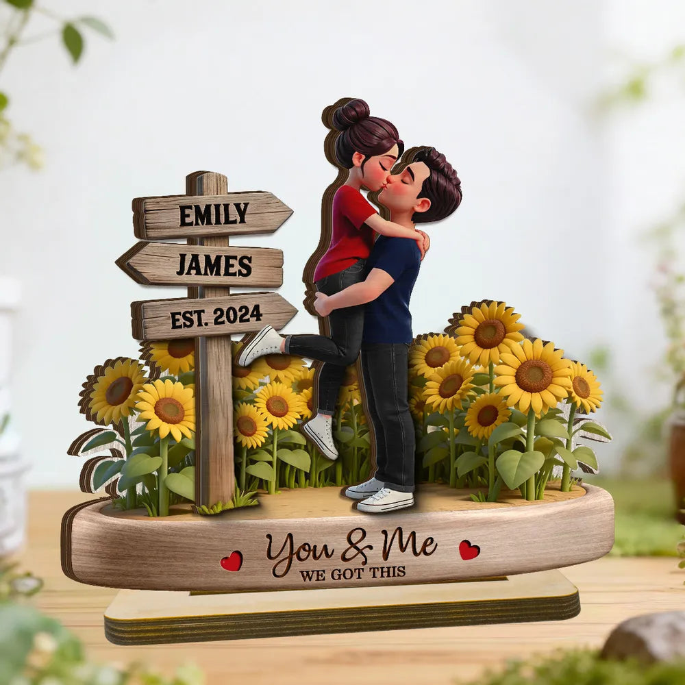 Personalized Couple Figurine with Sunflowers for Romantic Gift - Anniversary or Wedding Keepsake Plaque MagicInPrints