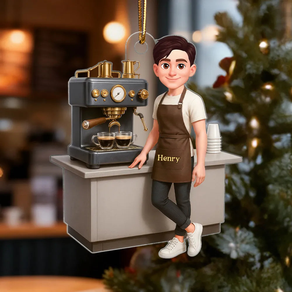 Personalized Barista Ornament for Coffee Lovers - Holiday Decoration Ornament MagicInPrints