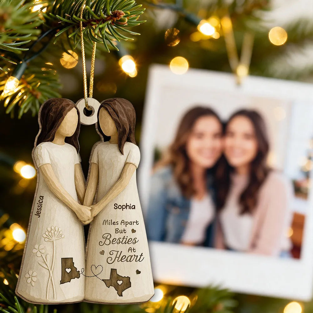 Personalized Best Friends Wooden Ornament for Long Distance Friendship - Sentimental Gift Ornament MagicInPrints