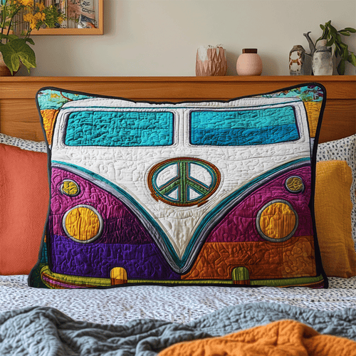 Spread Love and Peace – Personalized Quilted Bedding Pillow Case – Gift for Hippie Friends Quilted Bedding Pillow Case MagicInPrints