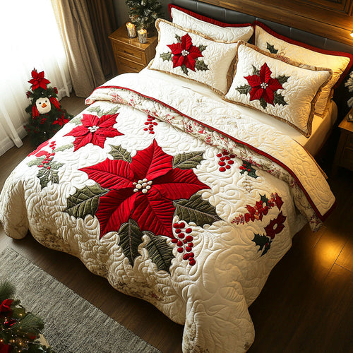 Embrace the Warmth of Love – Personalized 3-Piece Quilted Bedding Set – Gift for Family Quilted Bedding Set V2 MagicInPrints