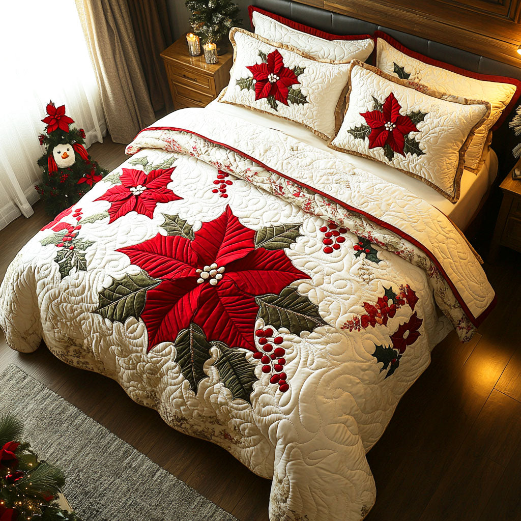 Embrace the Warmth of Love – Personalized 3-Piece Quilted Bedding Set – Gift for Family Quilted Bedding Set V2 MagicInPrints