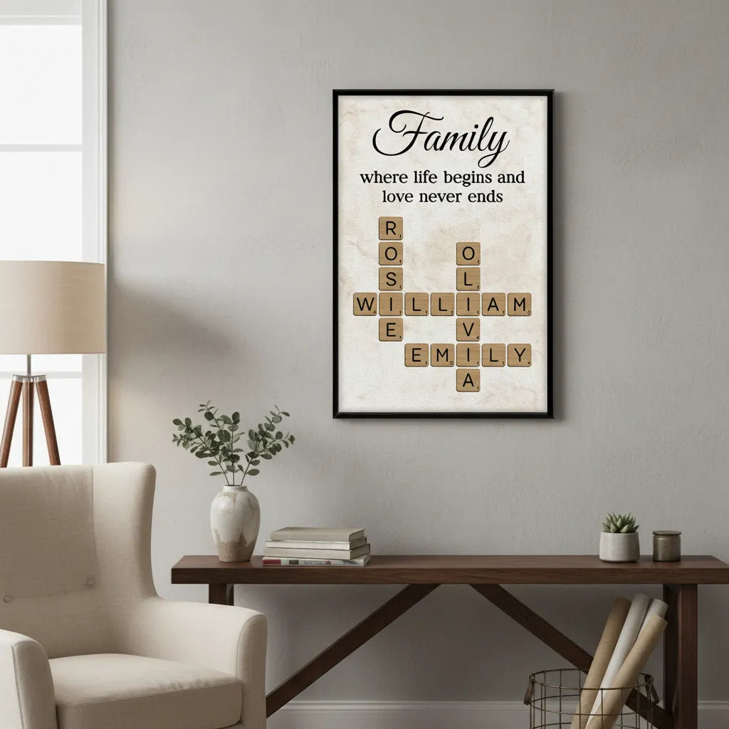 Personalized Family Name Crossword Wall Art for Home Decor - Sentimental Gift Poster or Canvas MagicInPrints
