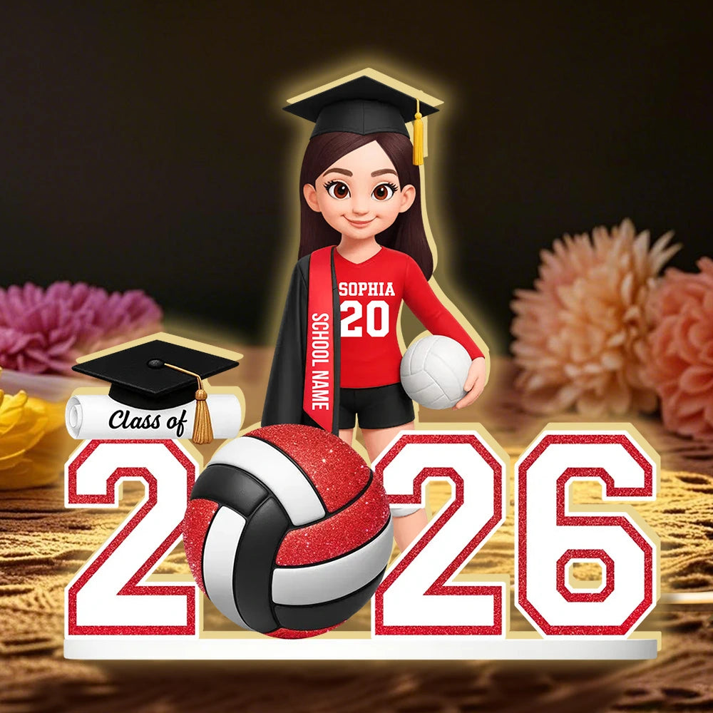 Personalized Graduation Volleyball LED Lamp for Class of 2025 - Perfect for Senior Athletes Plaque MagicInPrints