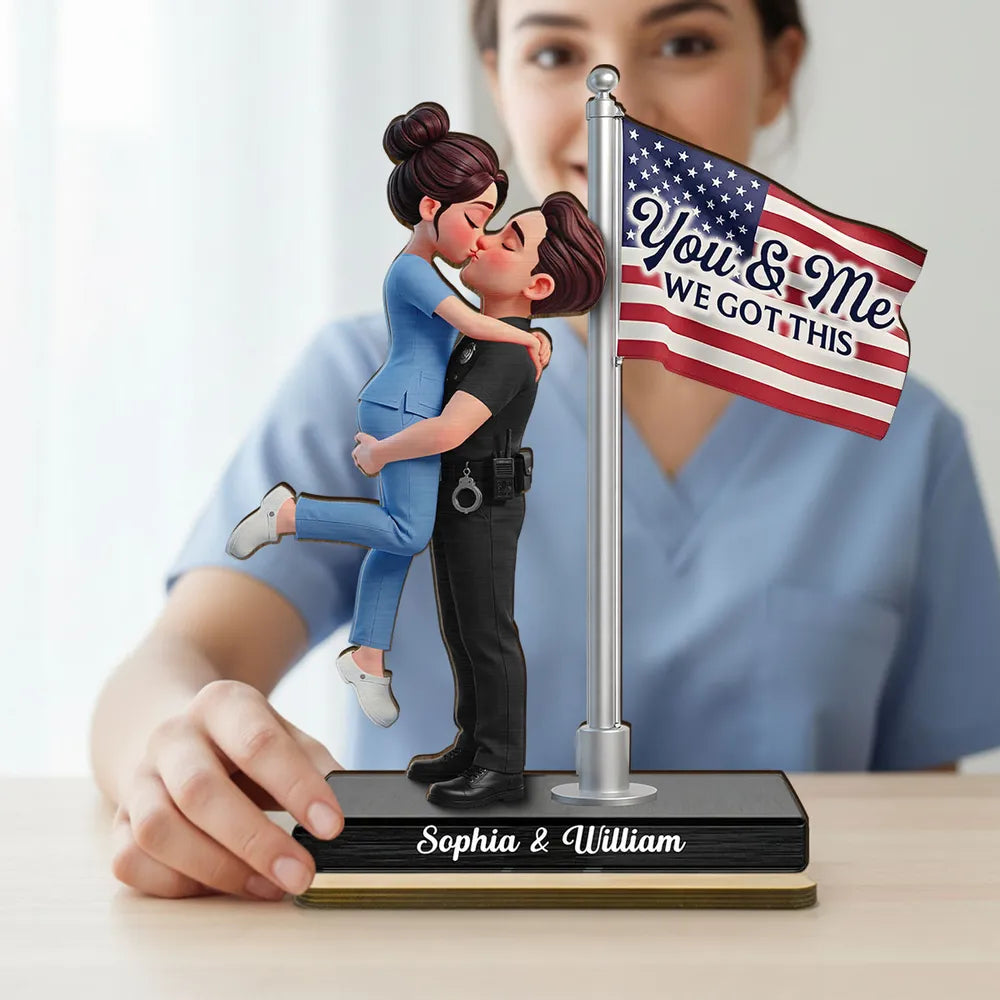 Personalized Couple Figurine for Police Officer and Nurse - Romantic Gift Plaque MagicInPrints