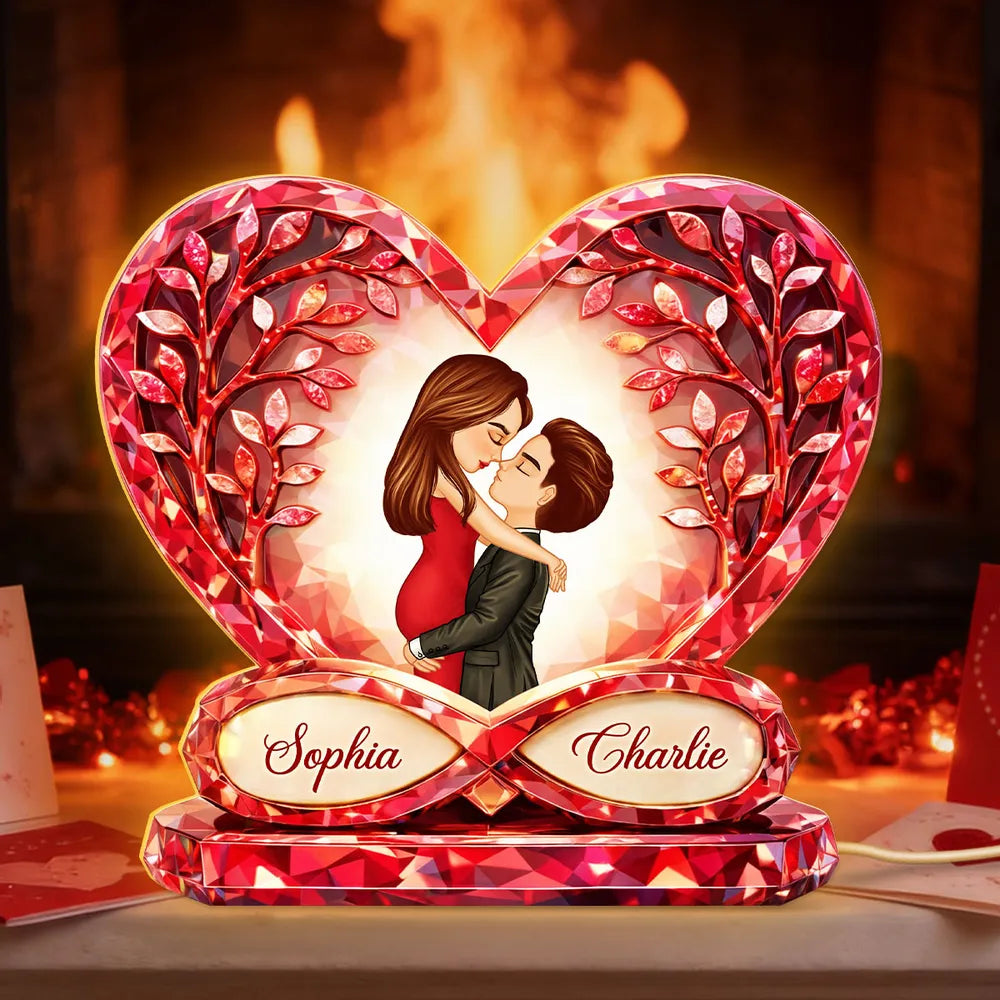 Personalized Heart-Shaped LED Lamp for Couples with Romantic Design - Anniversary Gift Plaque MagicInPrints