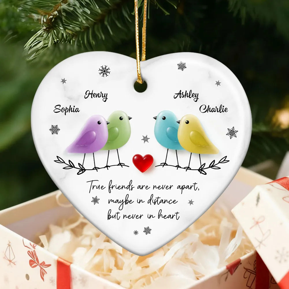 Personalized Heart-Shaped Ornament for Friends with Birds Design - Friendship Keepsake Ornament MagicInPrints