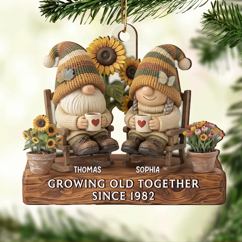 Personalized Gnome Couple Ornament for Seniors - Anniversary Gift Ornament MagicInPrints