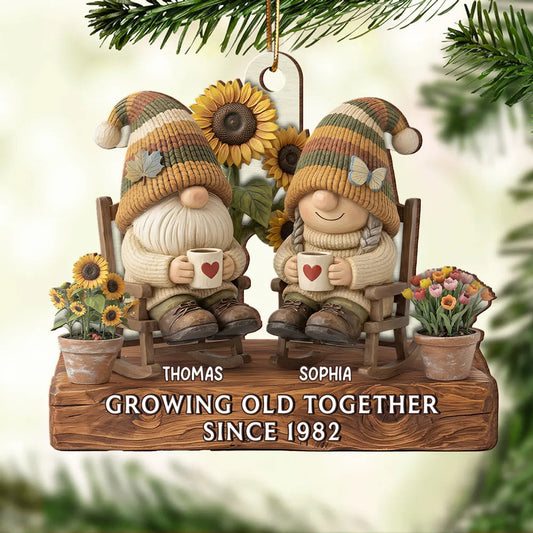 Personalized Gnome Couple Ornament for Seniors - Anniversary Gift Ornament MagicInPrints
