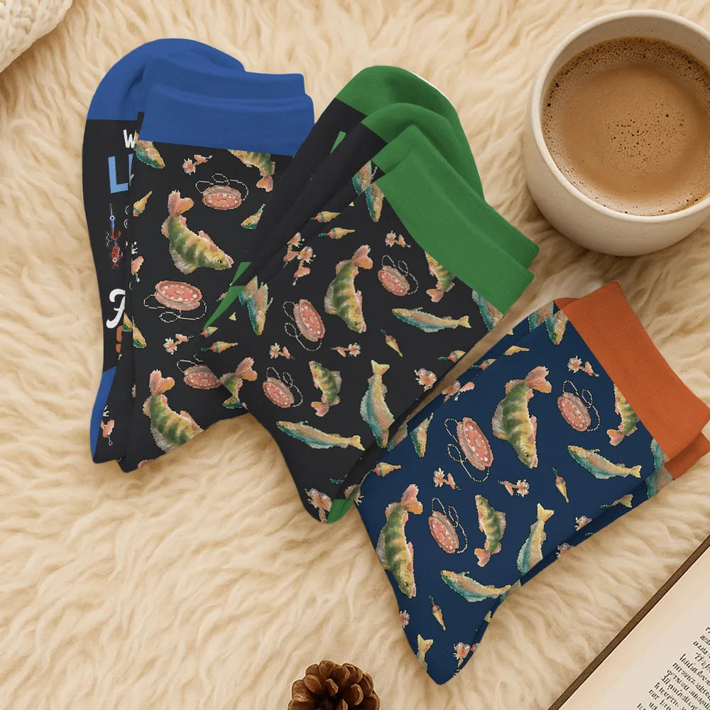 Custom Fishing Socks for Men with Fish Design - Perfect Gift for Anglers Socks MagicInPrints