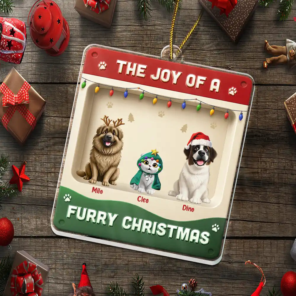 Celebrate the Furry Joy – Personalized Acrylic Ornament – Gift for Pet Lovers Acrylic Ornament MagicInPrints
