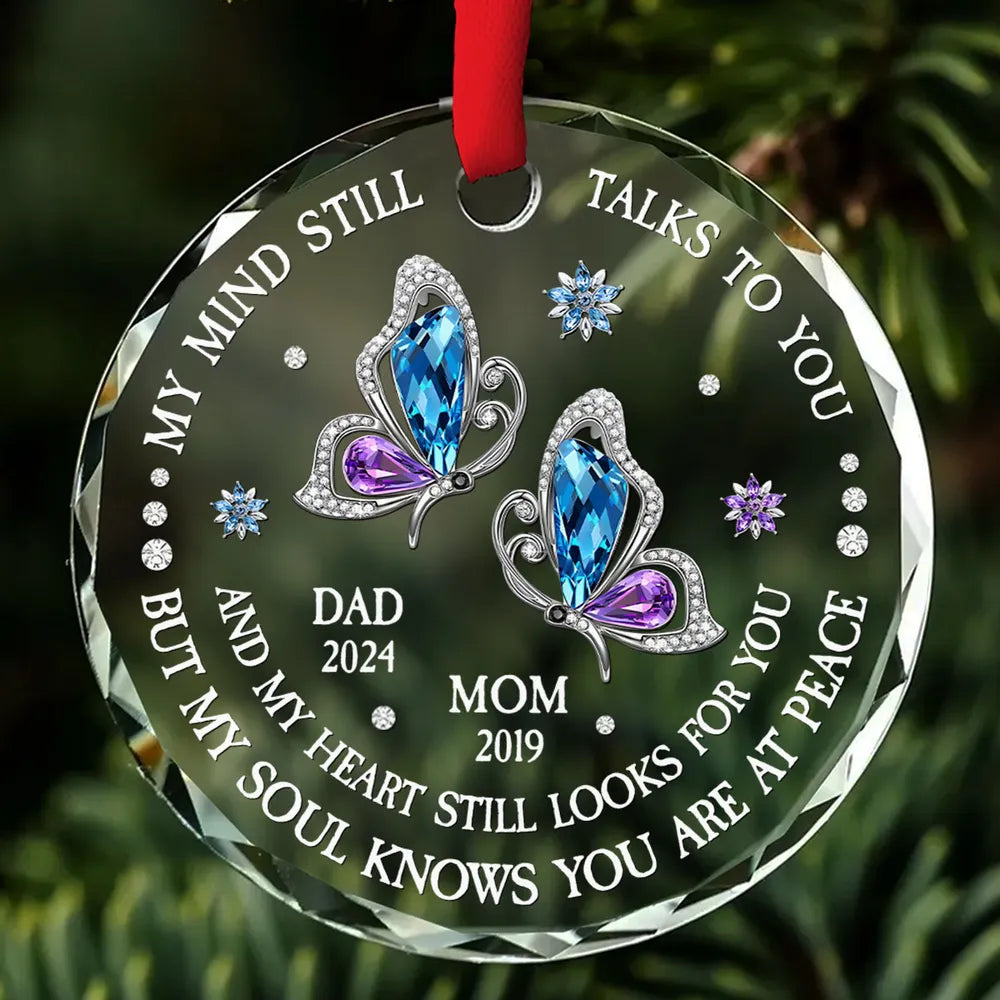 Personalized Memorial Ornament for Parents - Crystal Butterfly Design Ornament MagicInPrints