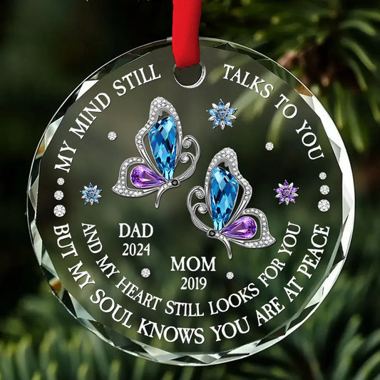 Personalized Memorial Ornament for Parents - Crystal Butterfly Design Ornament MagicInPrints