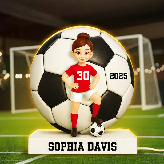 Custom Soccer Player LED Lamp for Kids - Personalized Sports Gift Plaque MagicInPrints