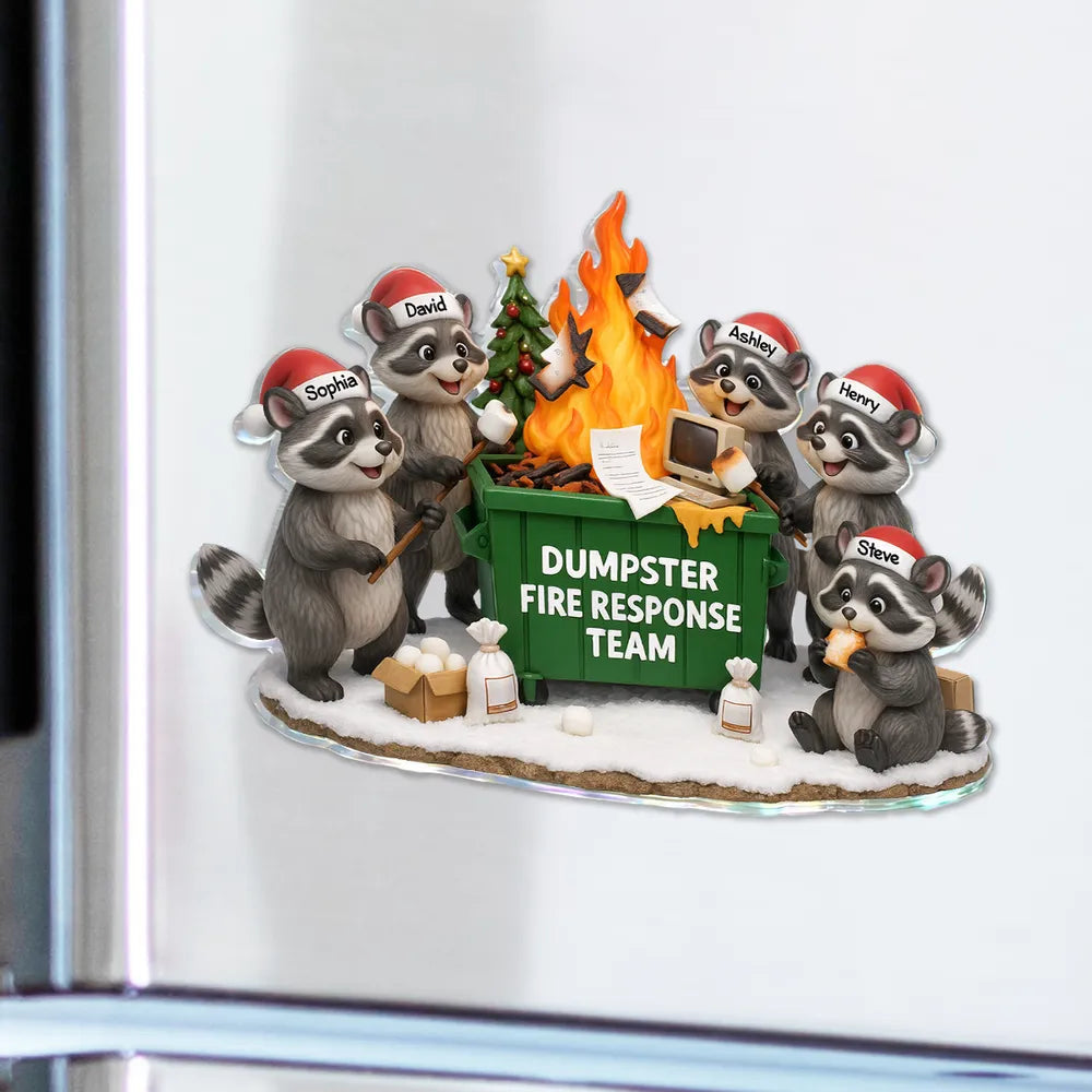Personalized Raccoon Refrigerator Magnet - Dumpster Fire Response Team - Fun Holiday Decor Fridge Magnet MagicInPrints