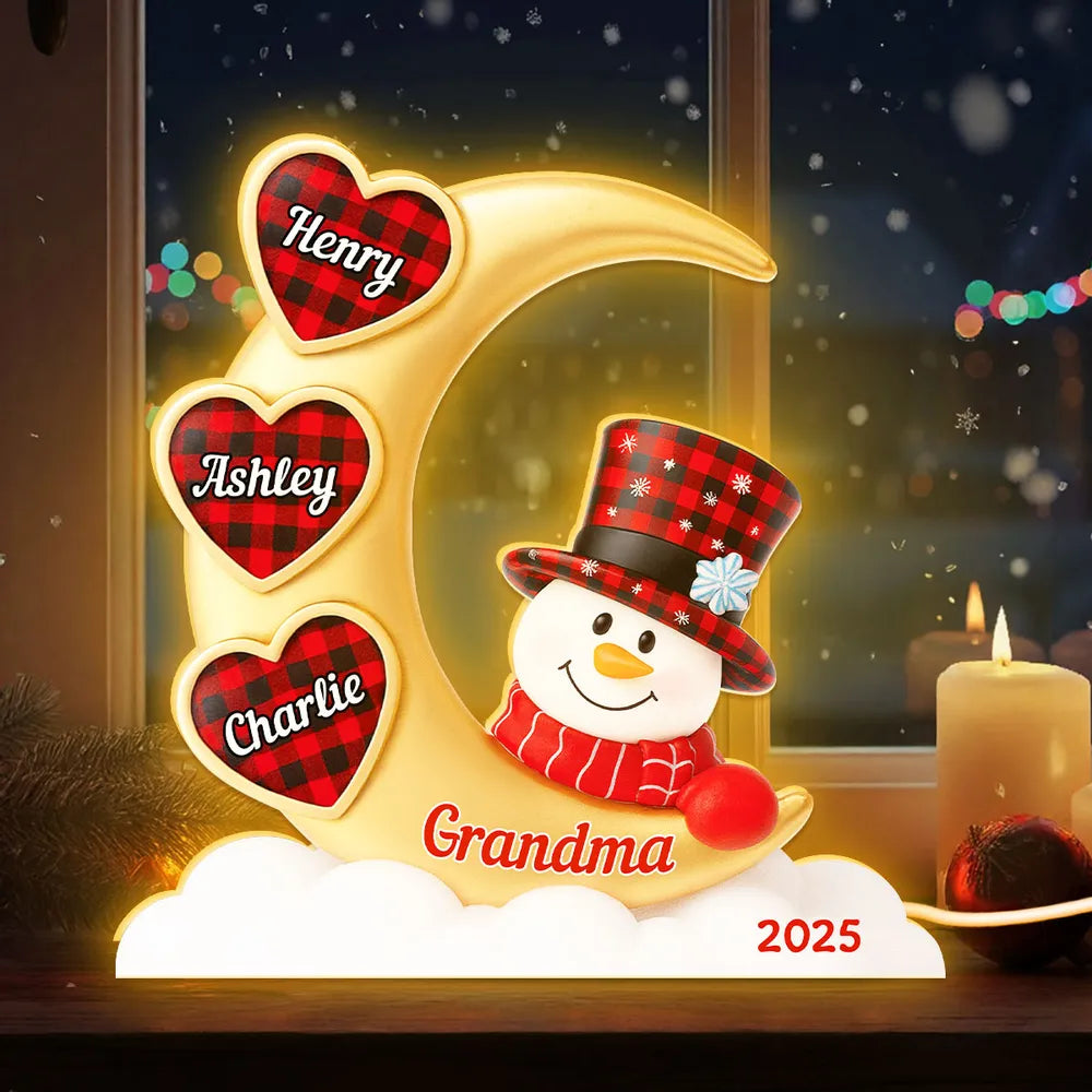 Personalized Snowman Night Light for Grandma with Names - Christmas Decoration Plaque MagicInPrints