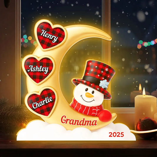 Personalized Snowman Night Light for Grandma with Names - Christmas Decoration Plaque MagicInPrints