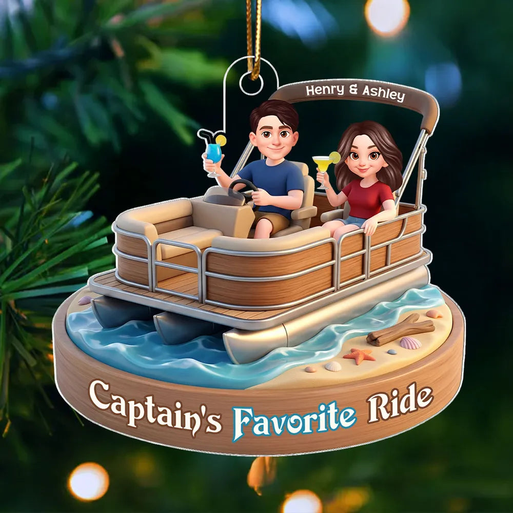 Personalized Boat Couple Car Ornament for Travelers - Vacation Souvenir Car Hanger MagicInPrints