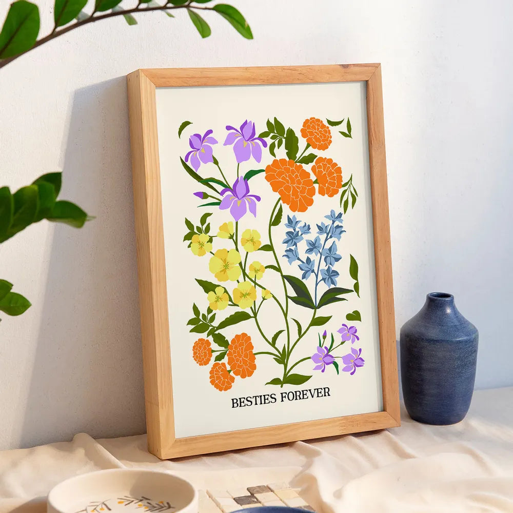 Floral Art Print for Sisters - Sentimental Home Decor Gift Poster or Canvas MagicInPrints