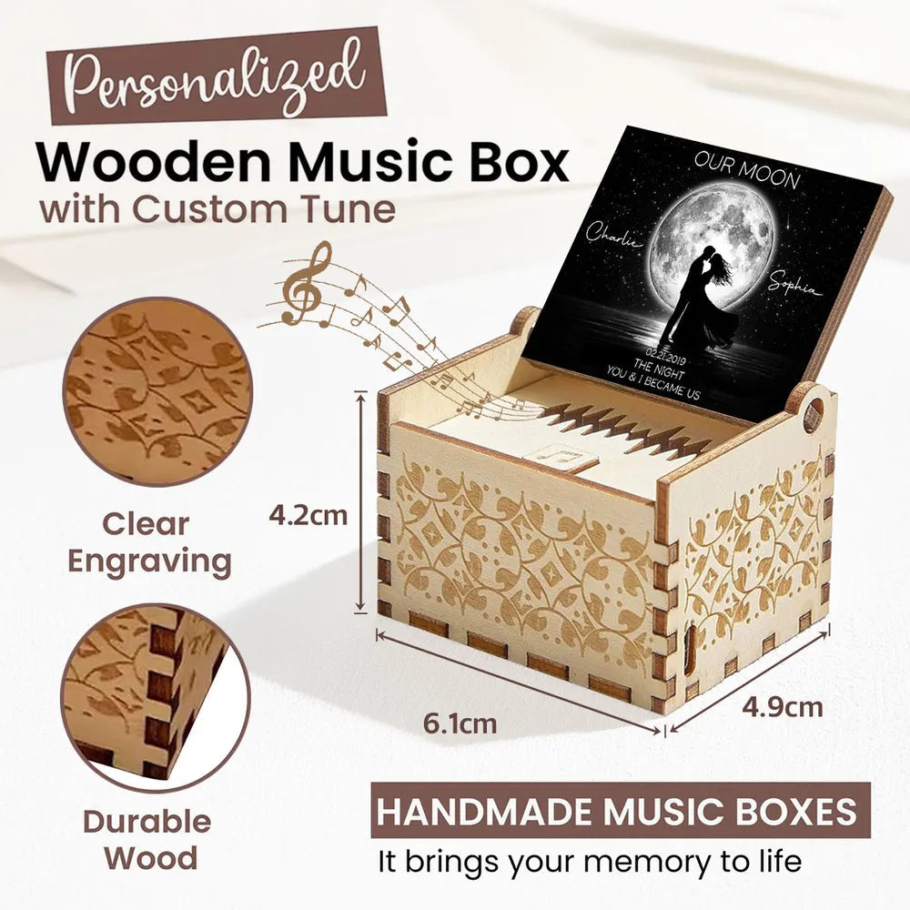 Personalized Music Box for Couples with Moon Design - Romantic Gift Plaque MagicInPrints