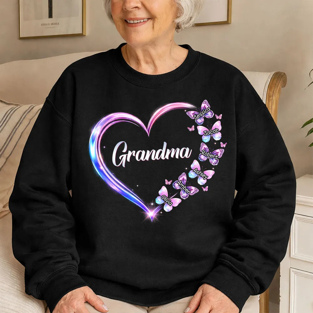 Personalized Grandma T-Shirt for Family - Custom Names and Butterflies Cloth MagicInPrints