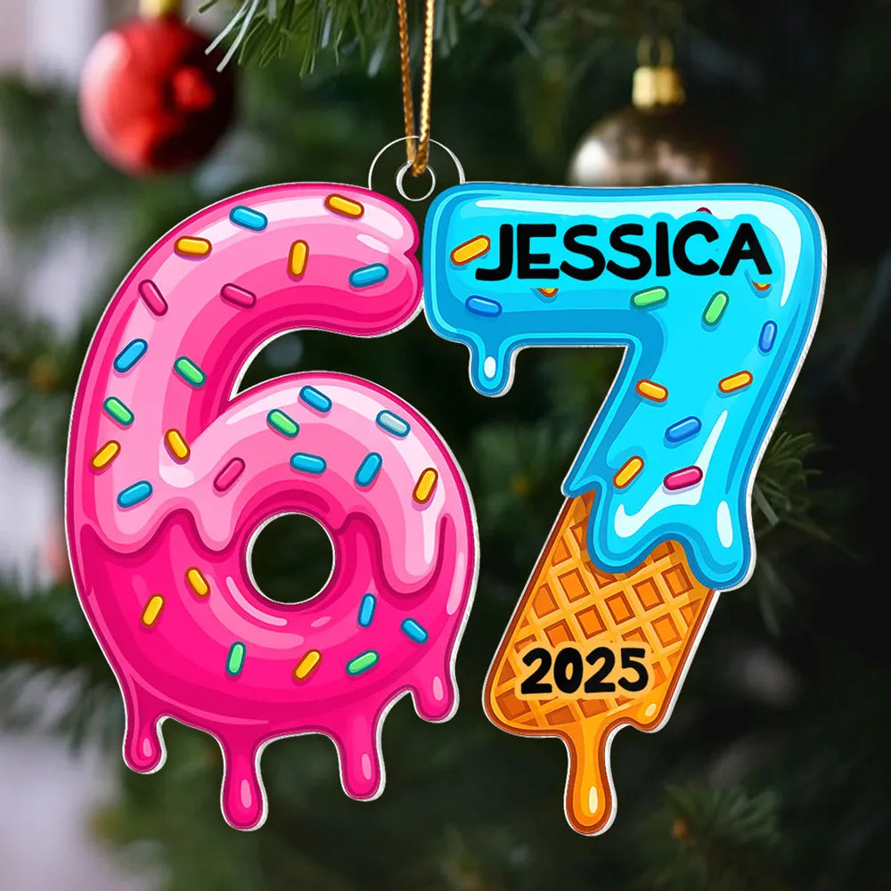 Custom Name Ice Cream Ornament for Kids - Christmas 2025 Decoration Ornament MagicInPrints