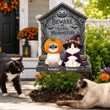 Load image into Gallery viewer, Personalized Halloween Yard Sign for Cat Lovers - Custom Meownsters Decor
