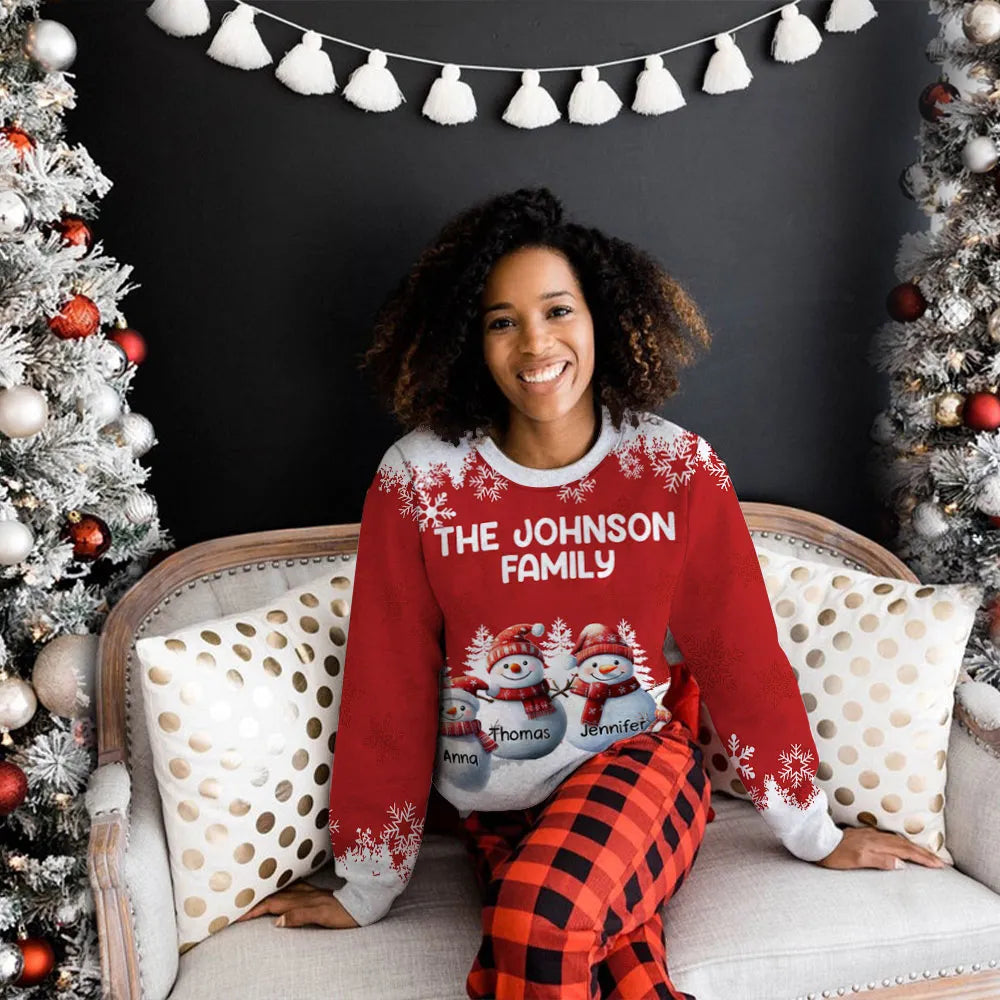 Custom Family Christmas Sweatshirt for Kids & Adults - Personalized Snowman Design Cloth MagicInPrints