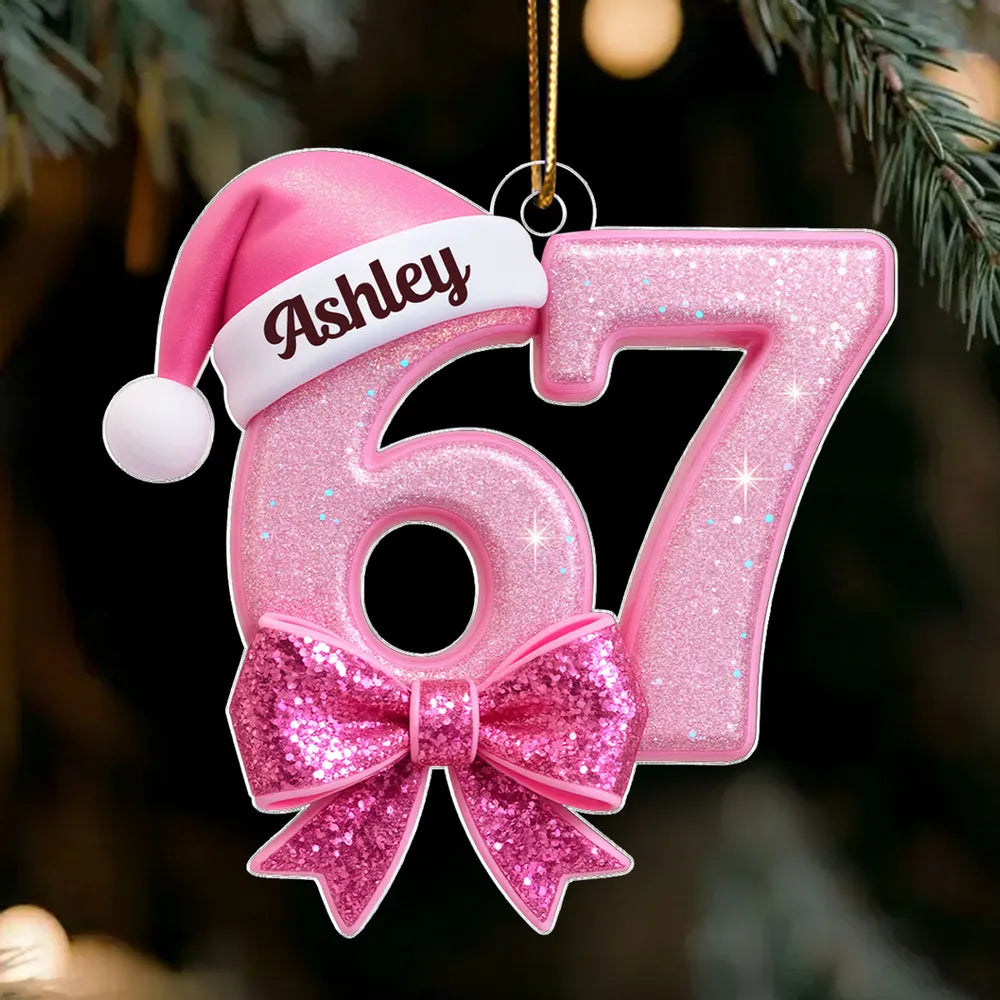 Personalized Pink Glitter Christmas Ornament for Teens - Holiday Decoration Ornament MagicInPrints