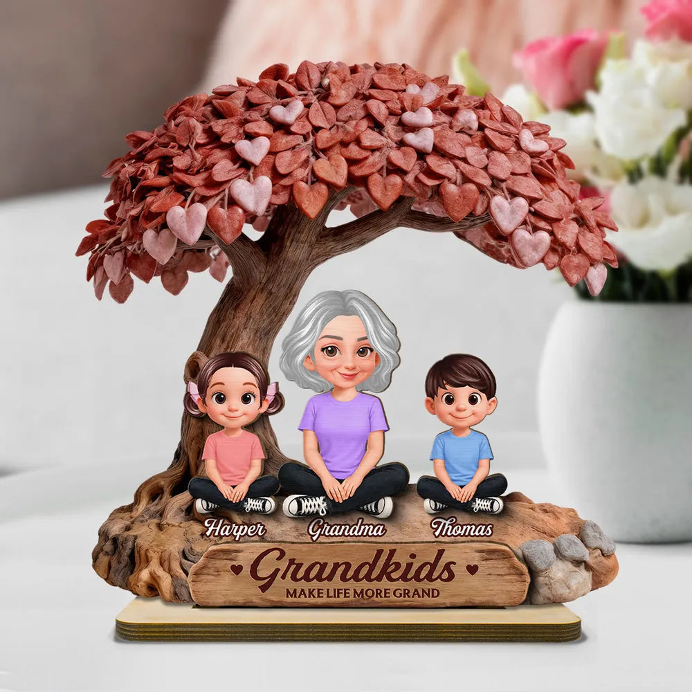 Personalized Family Tree Sculpture for Grandma - Heartfelt Gift for Grandkids Plaque MagicInPrints