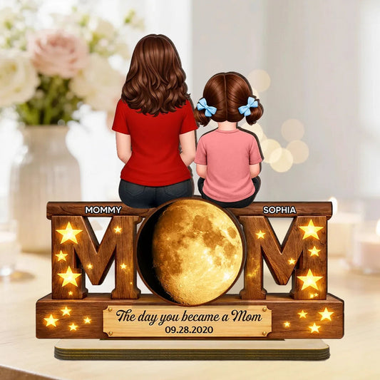 Personalized Mother-Daughter Wooden Plaque with Moon - Mother's Day Gift Plaque MagicInPrints