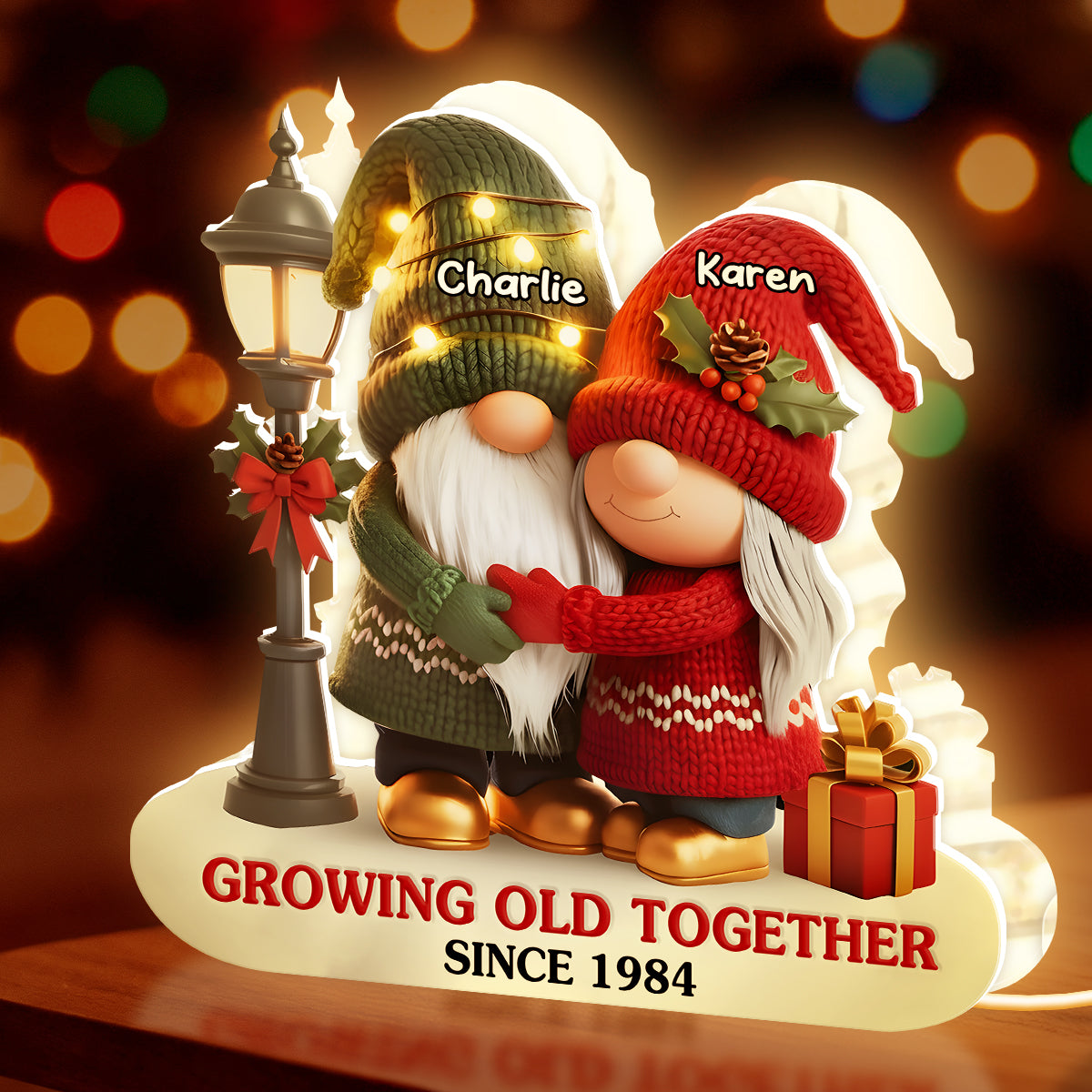 Personalized Couple Gnome Figurine with Names - Romantic Anniversary Gift Plaque MagicInPrints