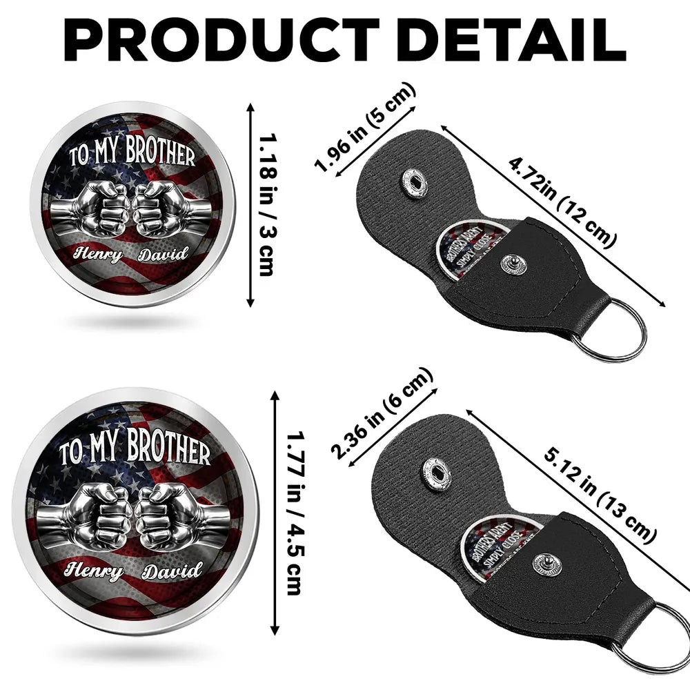 Personalized Leather Keychain for Brothers with American Flag - Sentimental Gift Keychain MagicInPrints