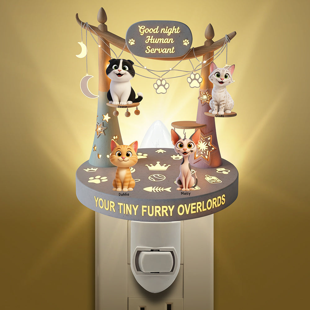 Good Night Human Servant - Furry Overlord Acrylic Night Light - Personalized Gift for Cat Lovers Night Lights MagicInPrints