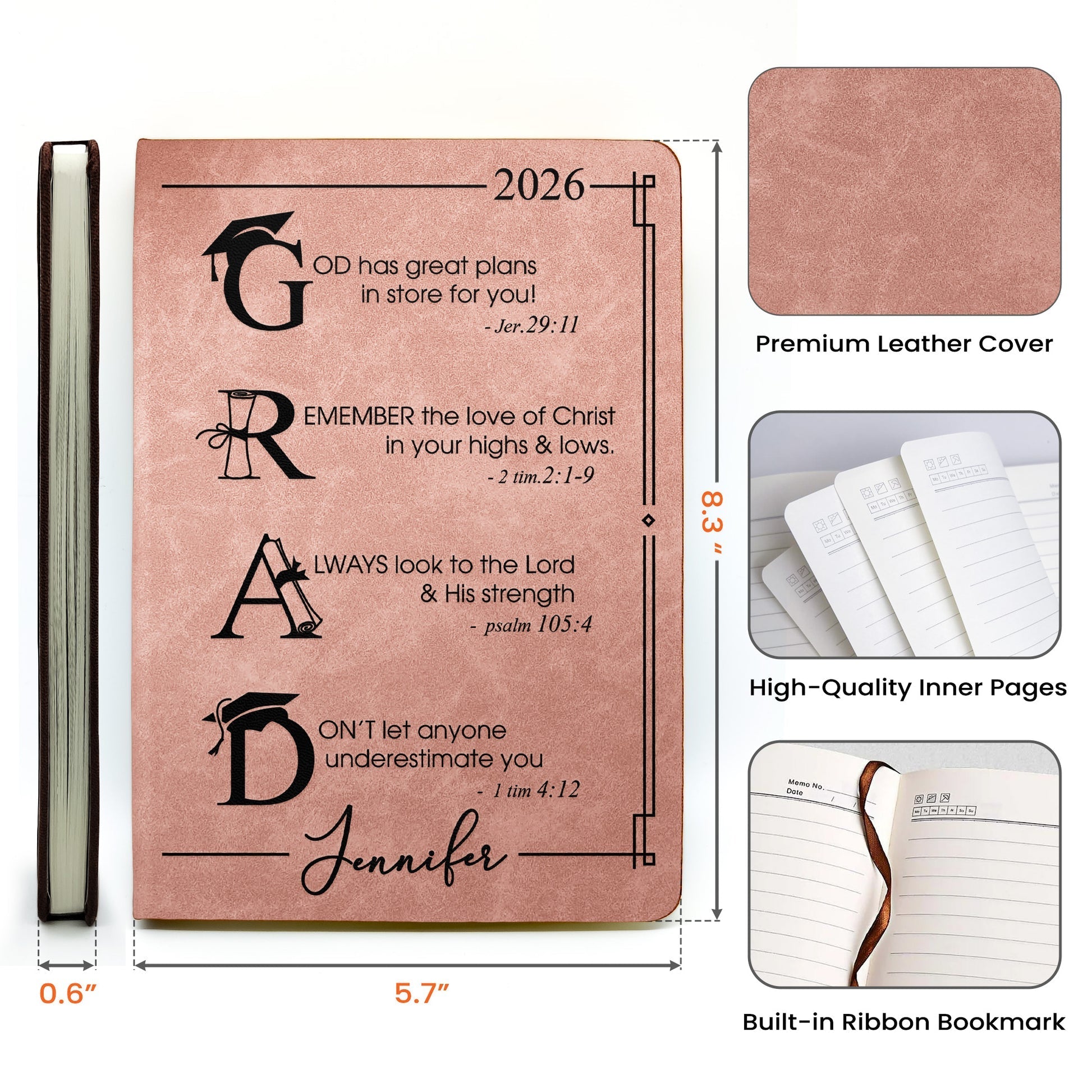 Personalized Graduation Journal for Christian Students - Inspirational Gift 2026 Stationery MagicInPrints