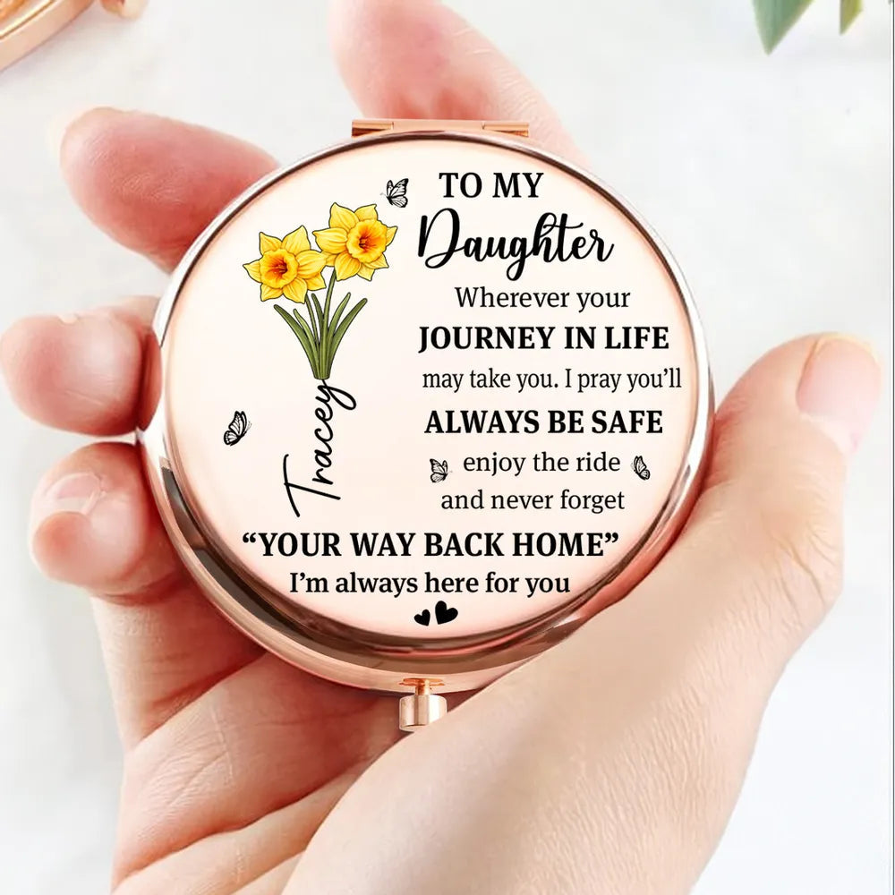 Personalized Compact Mirror for Daughter with Heartfelt Message - Sentimental Gift Beauty Tools MagicInPrints