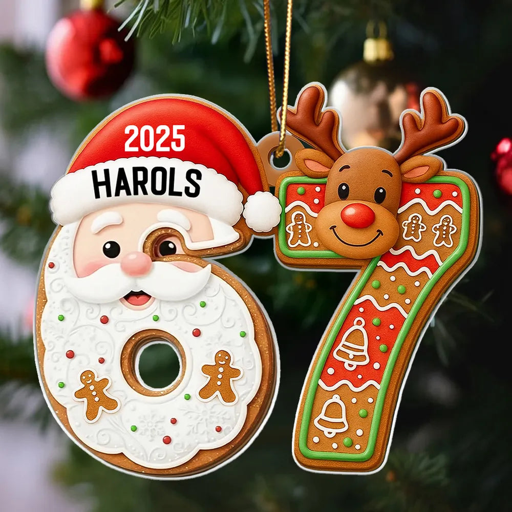 Personalized Christmas Ornament for Kids - Santa and Reindeer Design - Holiday Decoration 2025 Ornament MagicInPrints