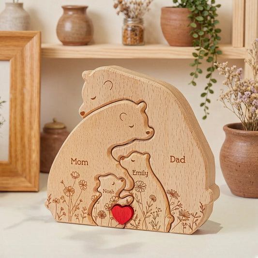 Personalized Wooden Bear Family Plaque for Parents - Sentimental Home Decor Plaque MagicInPrints