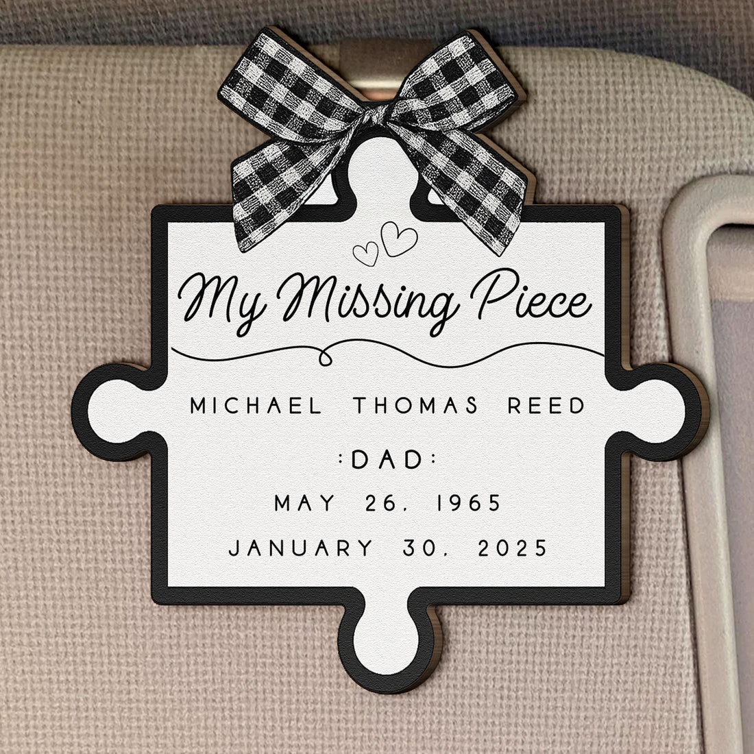 Custom Memorial Puzzle Piece Plaque for Dad - Sentimental Keepsake Car Hanger MagicInPrints