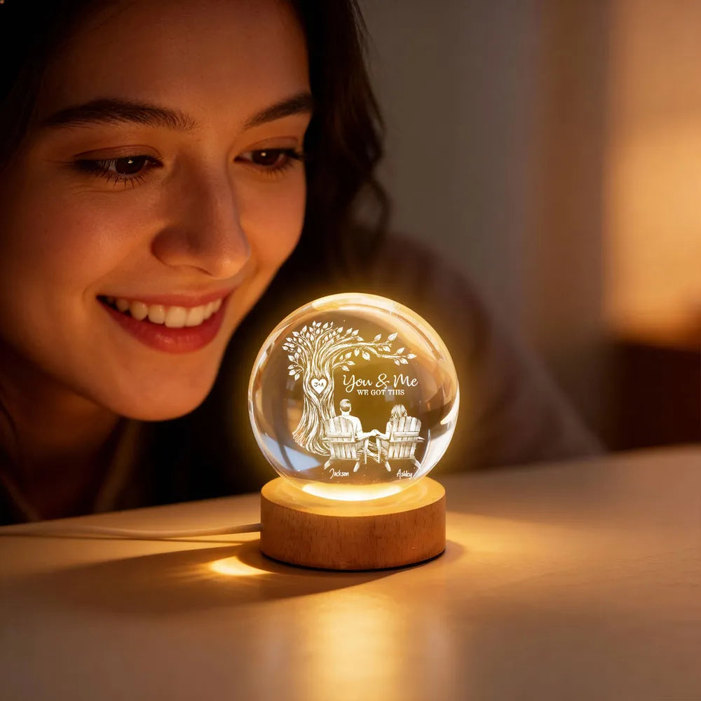 Personalized LED Crystal Night Light for Couples - Romantic Gift Lamp MagicInPrints