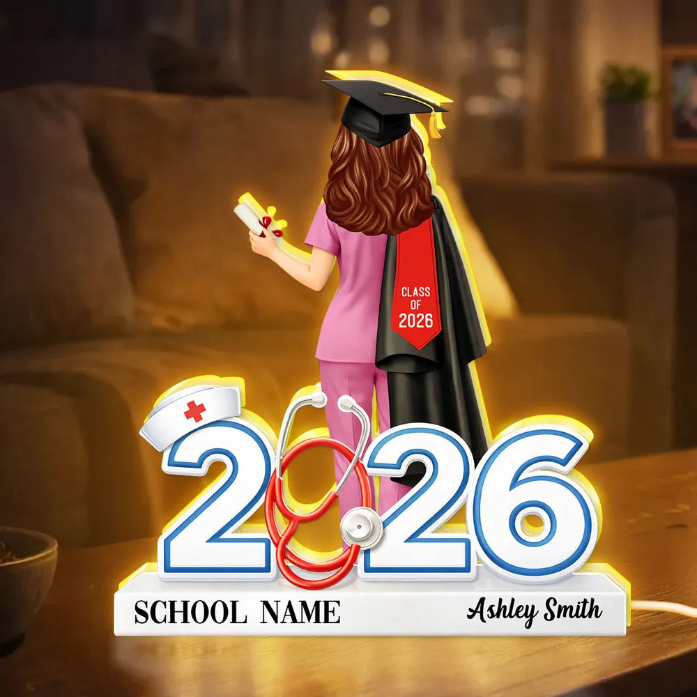 Personalized Nurse Graduation Light Up Sign for Class of 2026 - Perfect Gift for Nursing Graduates Plaque MagicInPrints