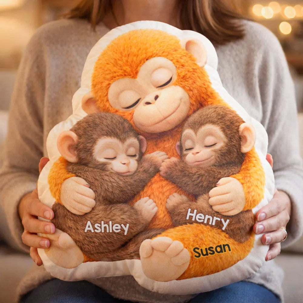 Personalized Monkey Hug Pillow for Mom and Child - Sentimental Gift Pillow MagicInPrints
