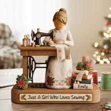 Load image into Gallery viewer, Just A Girl Who Loves Sewing - Personalized Sewing Girl Plaque for Craft Enthusiasts Shaped Plaques MagicInPrints
