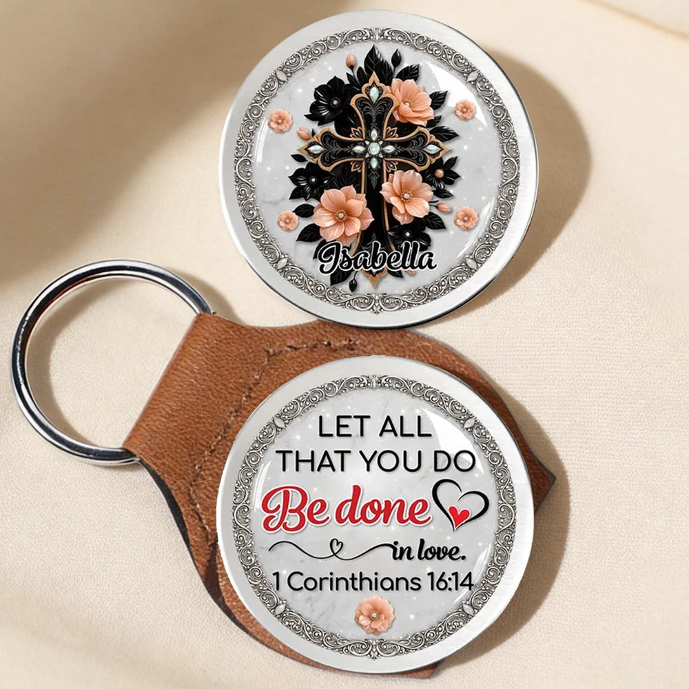 Personalized Christian Keychain for Women with Floral Cross Design - Inspirational Gift Keychain MagicInPrints