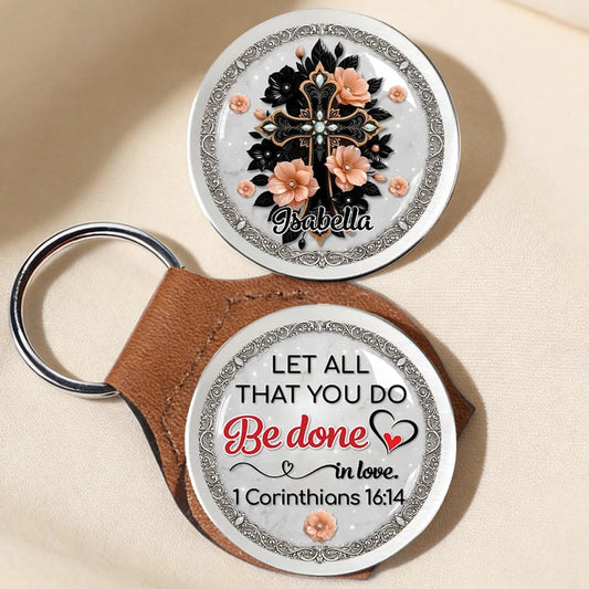 Personalized Christian Keychain for Women with Floral Cross Design - Inspirational Gift Keychain MagicInPrints