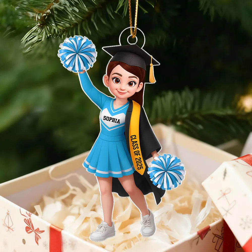 Custom Cheerleader Graduation Ornament for Class of 2025 - Personalized Gift Ornament MagicInPrints